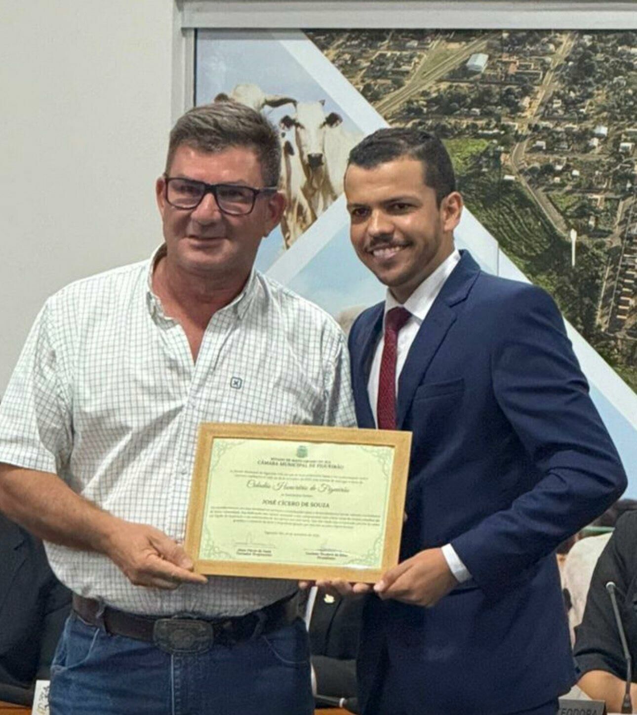 Imagem de compartilhamento para o artigo Zé Galdino recebe Título de Cidadão Figueirãoense e reforça compromisso com o futuro da cidade da MS Todo dia